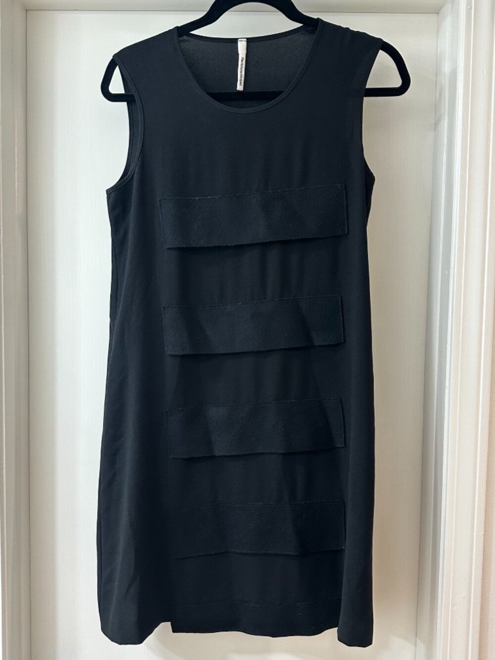 Pier Antonio Gaspari Black Sleeveless Panel Dress, Size 42 (6)